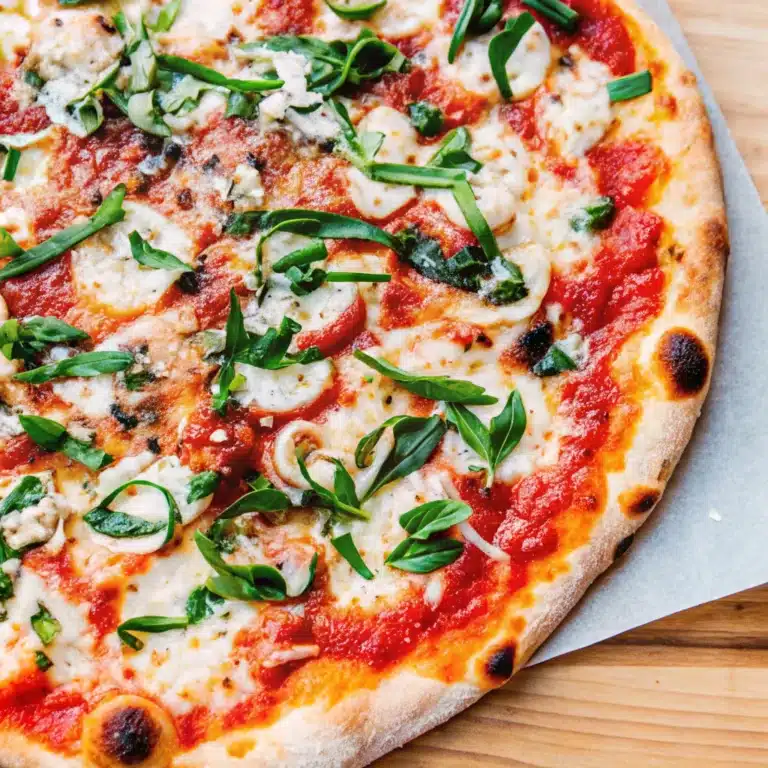 Freshly baked homemade Margherita Pizza being sliced and served